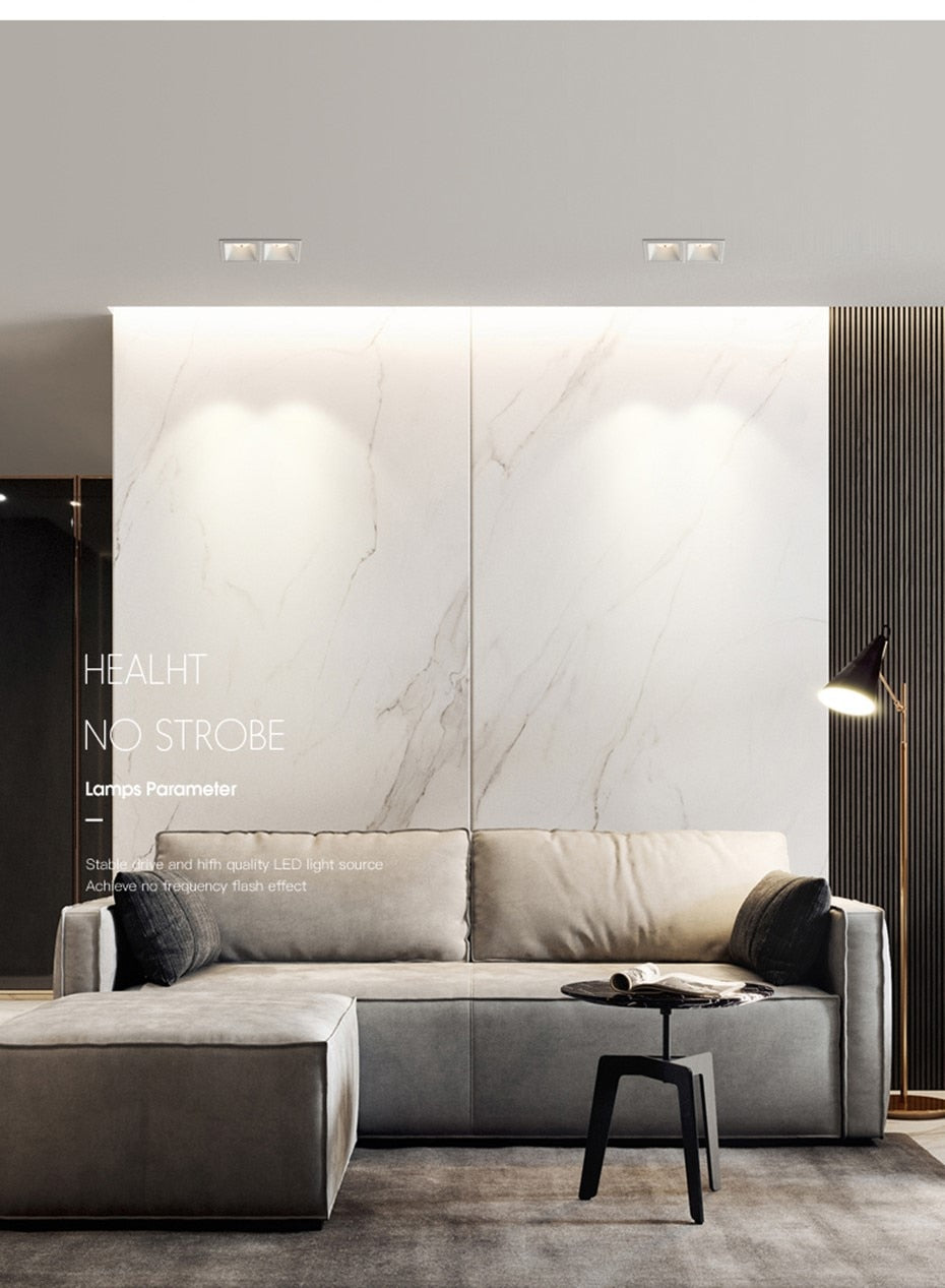 DBF Square Frameless NO Dazzling COB Recessed Downlight 7W 12W 14W 24W LED Ceiling Spot Light for Bedroom Living room Kitchen