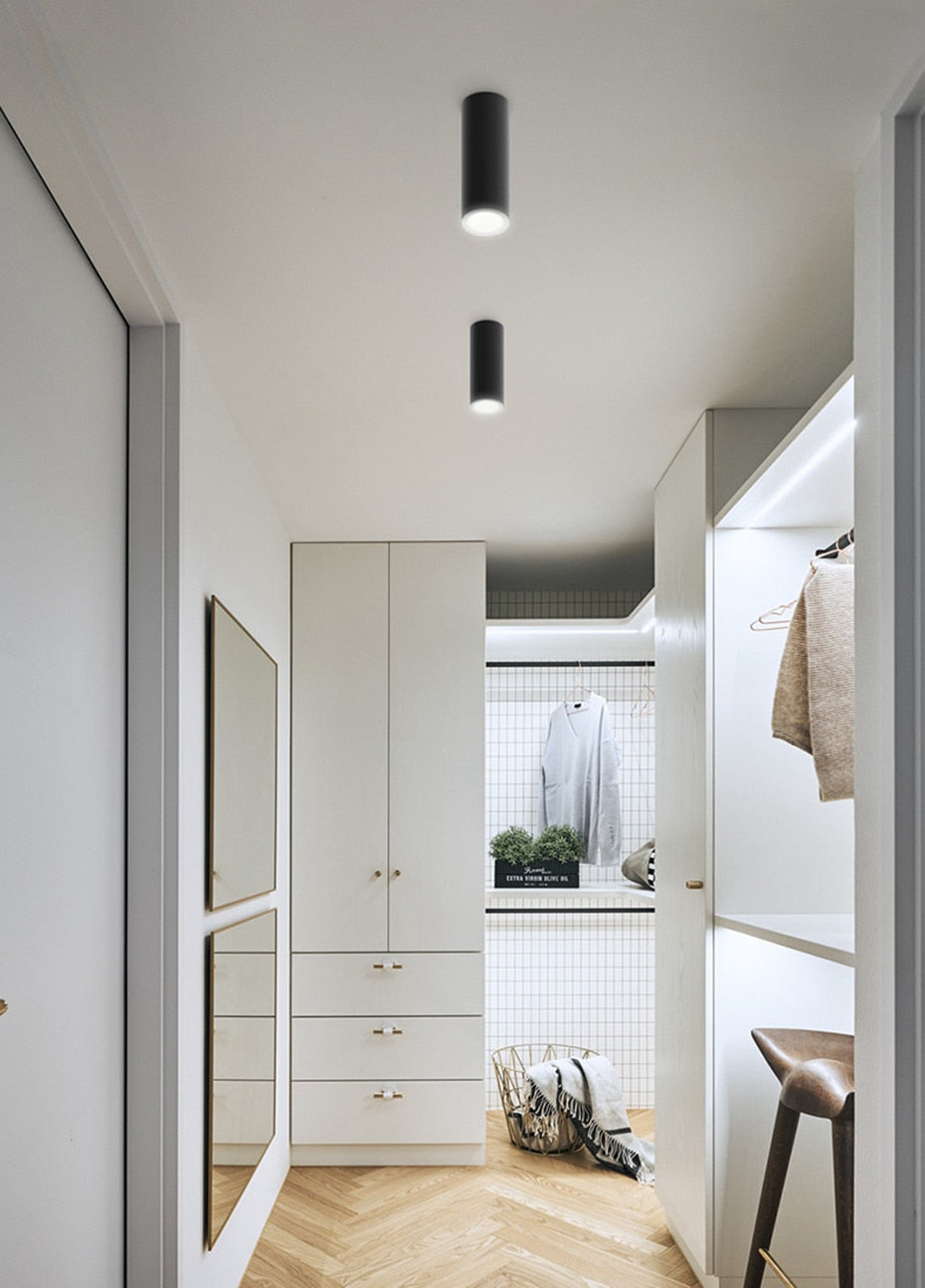 DBF Nordic Europe LED Surface Mounted Ceiling Spot Light 5W White/Black AC85-265V Long Tube Kitchen Bar Living room Home Indoor