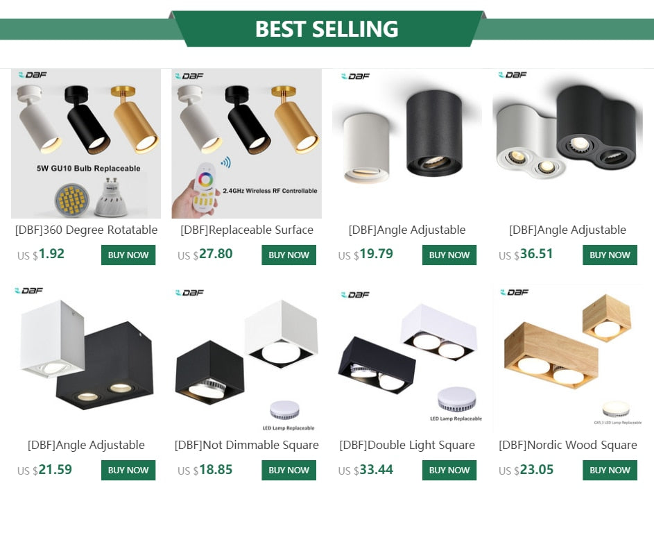 DBF 360 Degree Rotatable Surface Mounted Ceiling Downlight with GU10 LED Bulb Ceiling Spot Light for Kitchen Pic TV Background