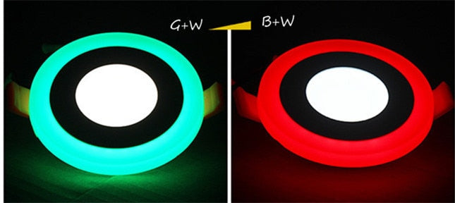 LED Panel light 6W 9W 16W 24W 3Model Red green Bule LED Panel Light Double Color LED Ceiling Recessed Down Lamp for Indoor Lights