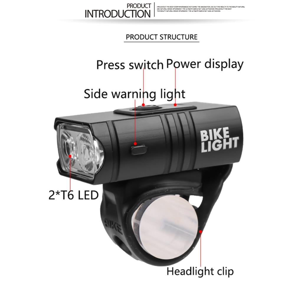 LED Bicycle Light 10W 800LM USB Rechargeable Power Display Mountain Road Bike Front Lamp Flashlight Cycling Equipment