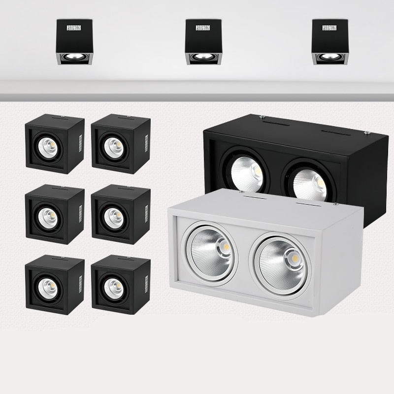 LED 1PCS white Black Surface Mounted adjustment LED Dimmable Downlights 10w 20w COB LED Ceiling lamp Spot Lights AC110-220V LED Lamp