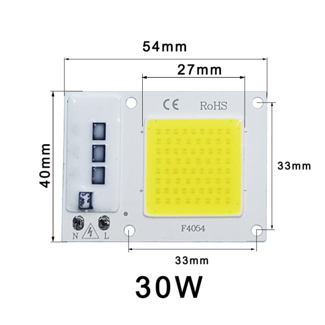 COB LED Lamp Chip AC 220V LED Bulb 10W 20W 30W 50W IP65 High Power Smart IC DIY Flood light Bulb Spotlight Outdoor Chip Lamp