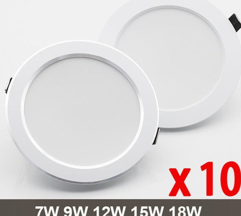 10PCS Waterproof LED Downlight 7W 9W 12W 15W 18W Recessed Round LED Ceiling Lamp AC220V-240V LED Spot Lighting Indoor LED Lamp