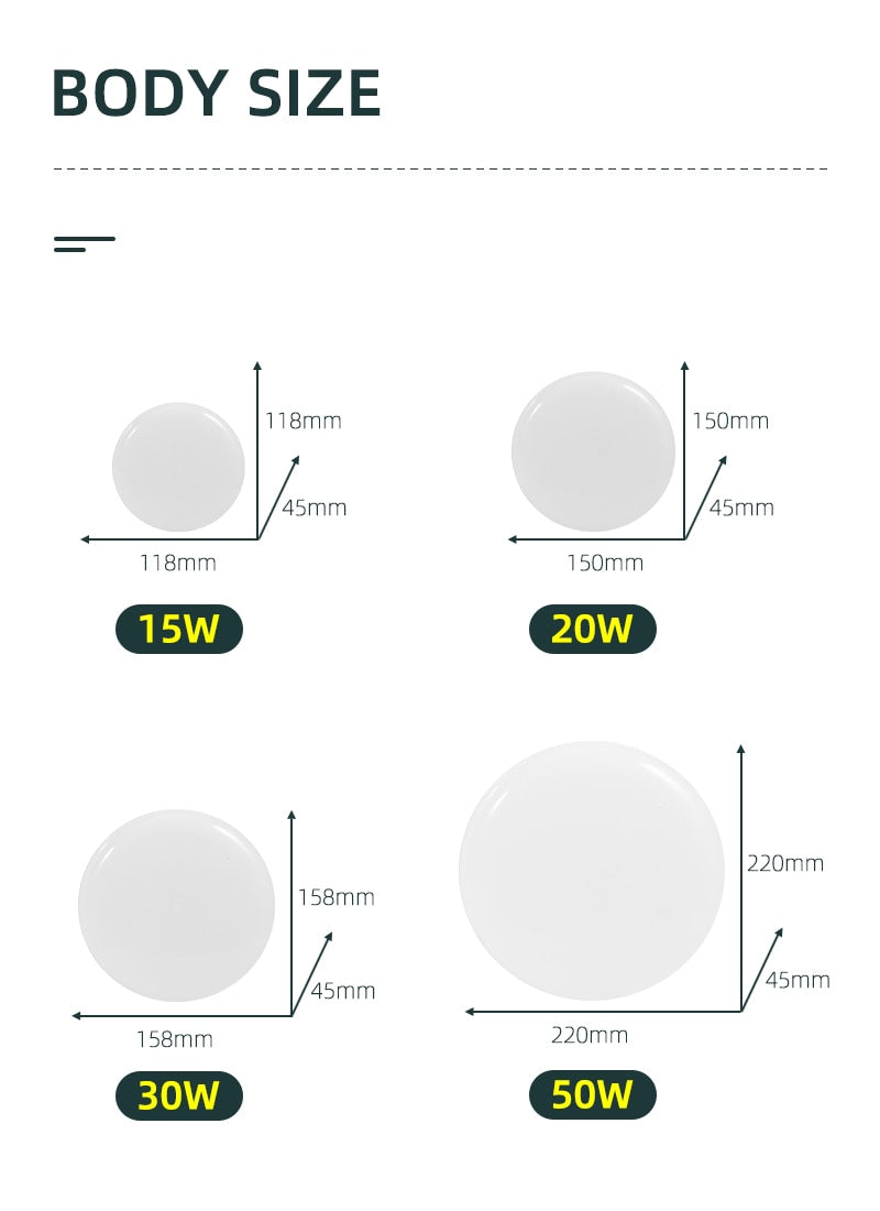 LED Panel Light 15W 20W 30W 50W Round Downlight 220v LED Surface Ceiling Lights Modern Ceiling Lamp For Kitchen Lighting