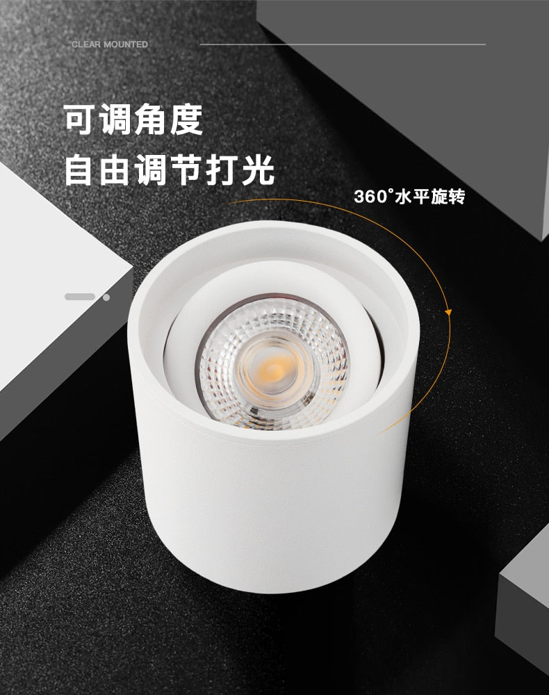 Dimmable LED spotlight 5W 7W 10W 15W 20W 110v/220v downlight angle adjustable ceiling type living room bedroom household spotlight