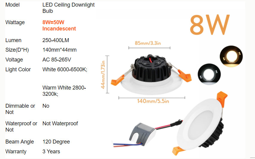 LED Recessed Ceiling Light Fixture Downlight Lamp + Driver Spotlight 6W 8W 12W 15W 27W 40W Lighting For Home Office Decoration