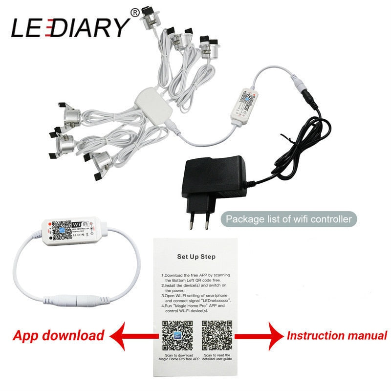 LEDIARY WiFi Smart Controller Dimmable Downlights Multi Function APP Control Timer Mode Voice Control Light Fixture CE ROHS