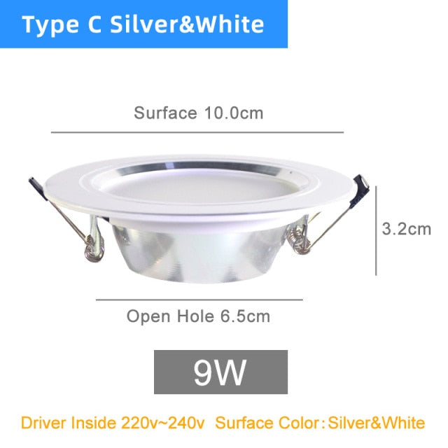 Kaguyahime 10 PCS LED Downlight 3W 5W 7W 12W 18W High Bright Downlights AC 110V 220V Round Recessed Panel Light LED Spot Lighting