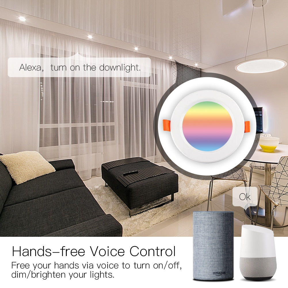 WiFi Smart LED Downlight Dimming Round Spot Light 7W RGB Color Changing 2700K-6500K Warm Cool light Work with Alexa Google Home