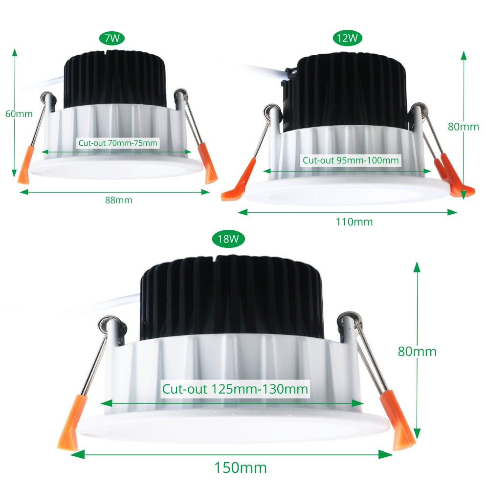 White Led Downlight Aluminum 90-260V AC Round Led Lamp Foyer Recessed Luminaire Panel Light Spot Ceiling downlights