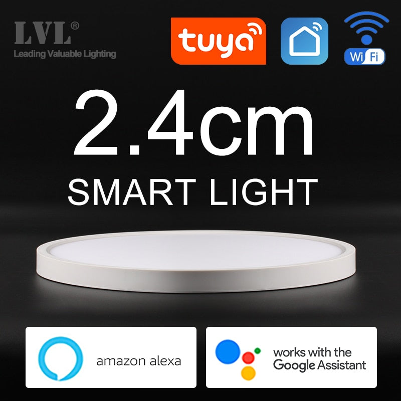 Modern LED Smart Ceiling Light Dimmable Home Lighing WiFi Tuya App AI Voice Control Ultrathin Surface Mounting Ceiling Lamp