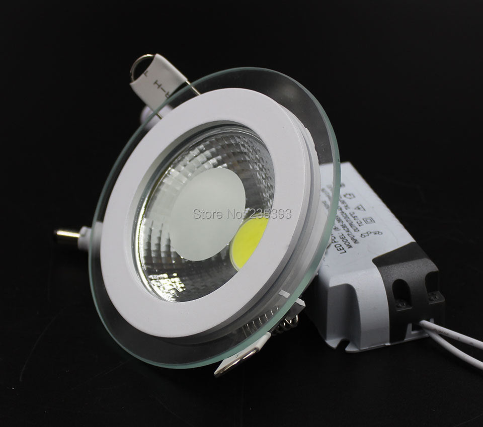LED Downlight COB Dimmable 7W 10W 12W 15W 20W 30W LED COB Panel Light AC85-265V Recessed COB Downlight Glass Cover Down Light