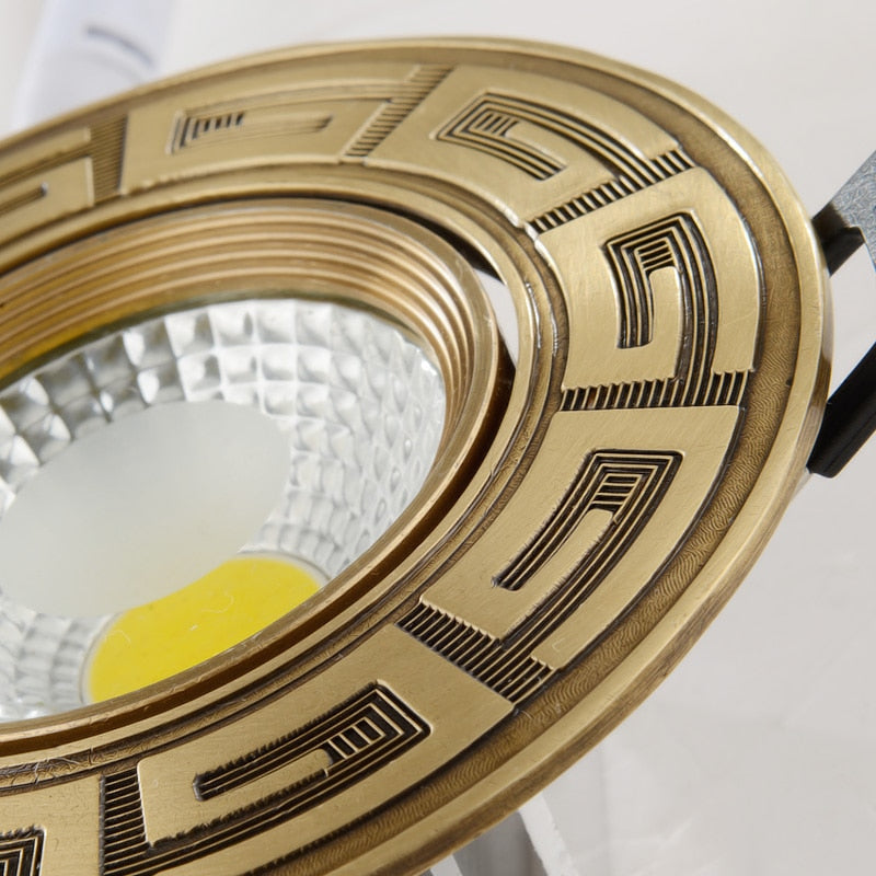 Loft European Style Luxury Pure Copper 3W 5W COB Downlight Copper LED Ceiling Lamp Indoor light Cafe Store Hall