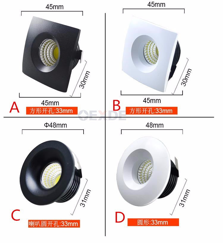 Downlight 10pcs Dimmable Mini LED downlight 5W COB Downlight Cabinet AC85-265V LED Jewelry lamp bookcase led ceiling