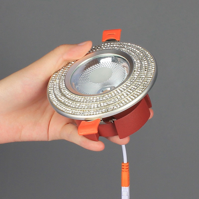 LED Downlight Spot led man-made crystal diamond Anti-glare Aluminum sparkling Recessed LED Spot Lighting AC90-260V CRI>93