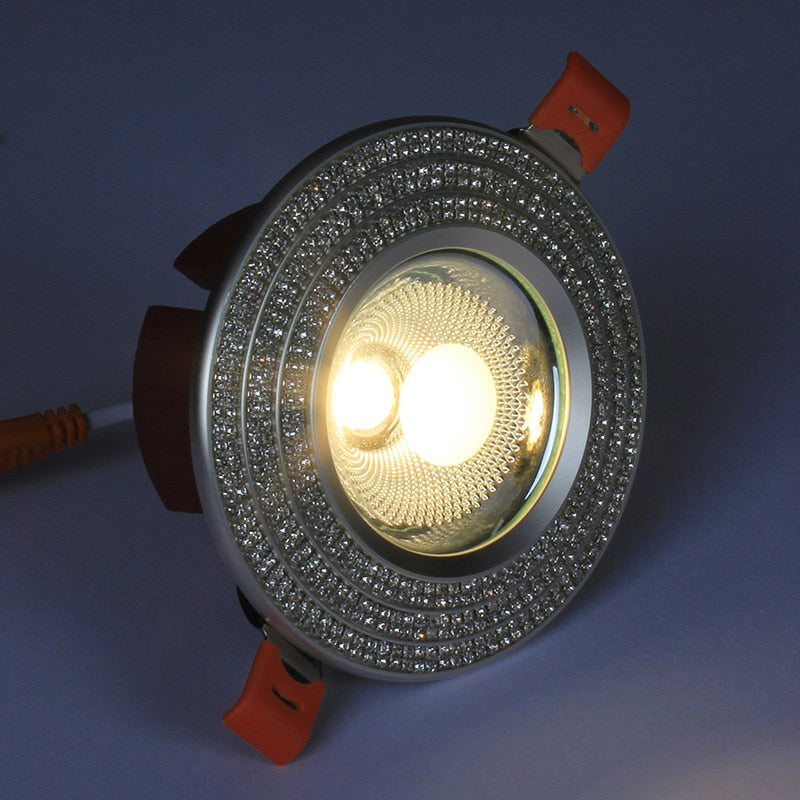 LED Downlight Spot led man-made crystal diamond Anti-glare Aluminum sparkling Recessed LED Spot Lighting AC90-260V CRI>93