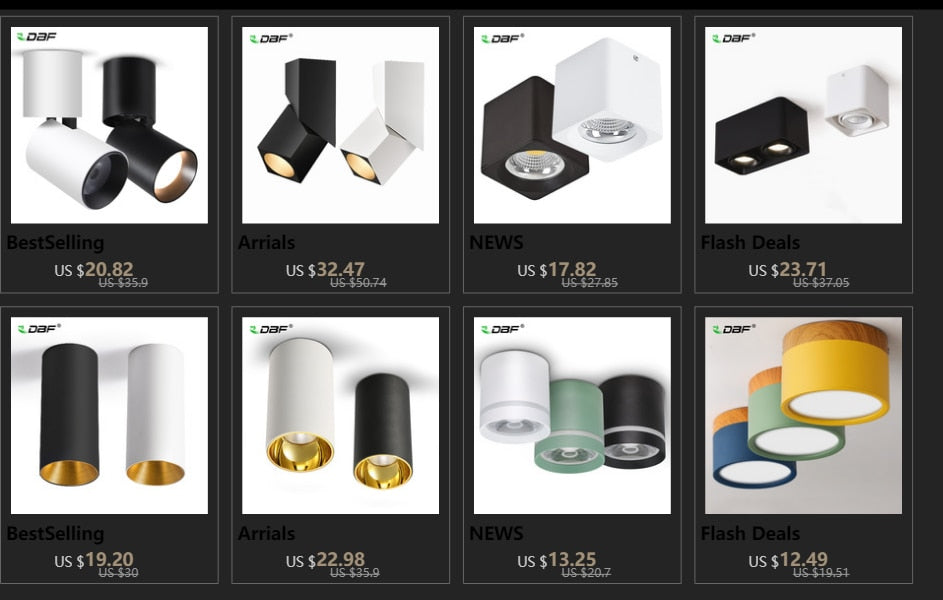 DBF CRI>90 Angle Adjustable Surface Downlights Dimmable 10W 12W 15W Square Ceiling Spot Light AC 110V 220V Lighting Fixtures