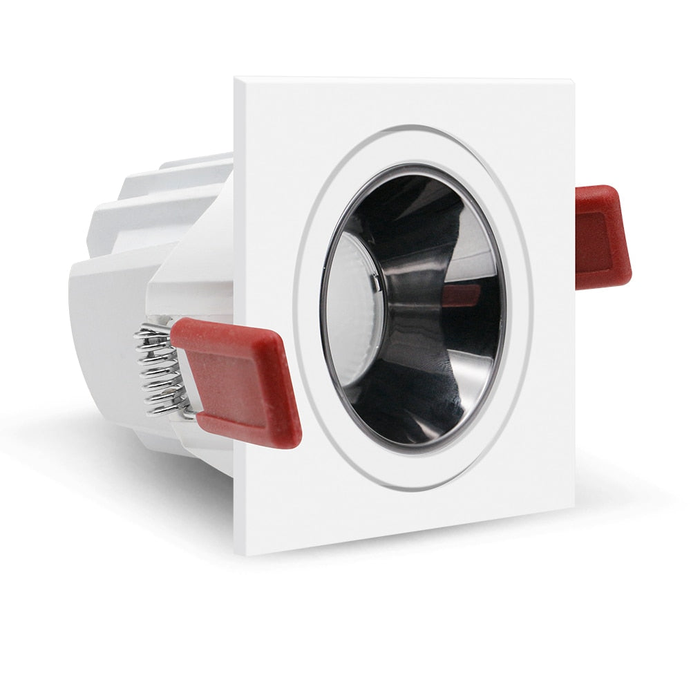 New Anti-glare LED Recessed Downlight Dimmable 7W 12W Ceiling Spot Light AC 110V/220V Angle Adjust Square Spot Lights