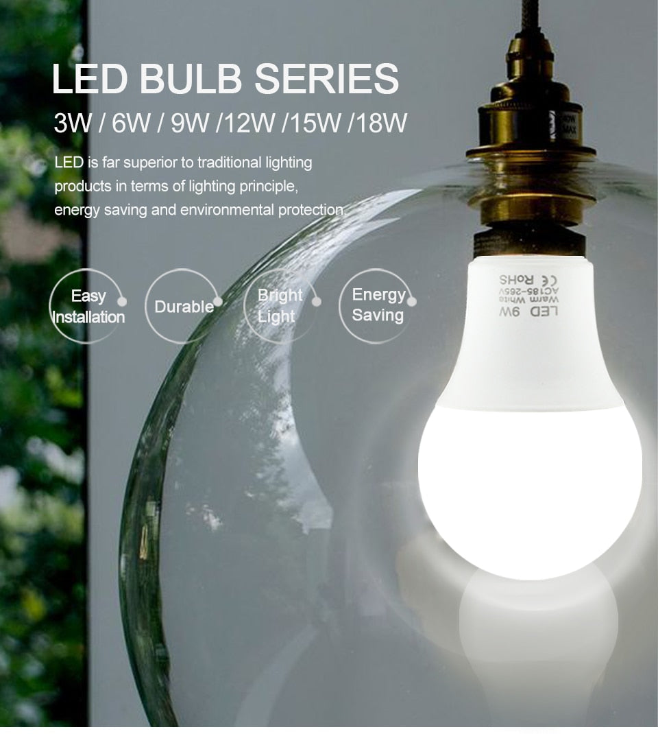 LED Light Bulb 18W 15W 12W 9W 6W 3W 240V 220V 6pcs/Lot E27 Lampara LED Lamp Indoor Lighting For Home Chandeliers Spotlight