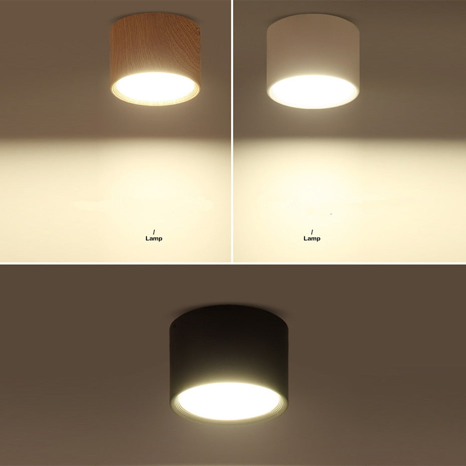 DBF High Bright Ceiling Spot Lights 5W 12W Nordic Wood Surface Mounted Ceiling Spot Light for Ailse Bar Kitchen Indoor Lighting