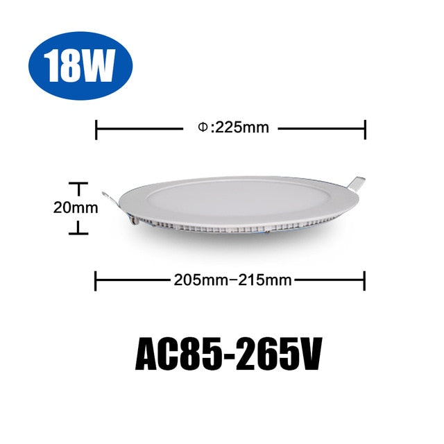 Ultrathin LED Downlight LED Round Panel Light 3W 6W 9W 12W 15W 18W Led Ceiling Recessed Grid Downlight Lamp Lighting 110V 220V