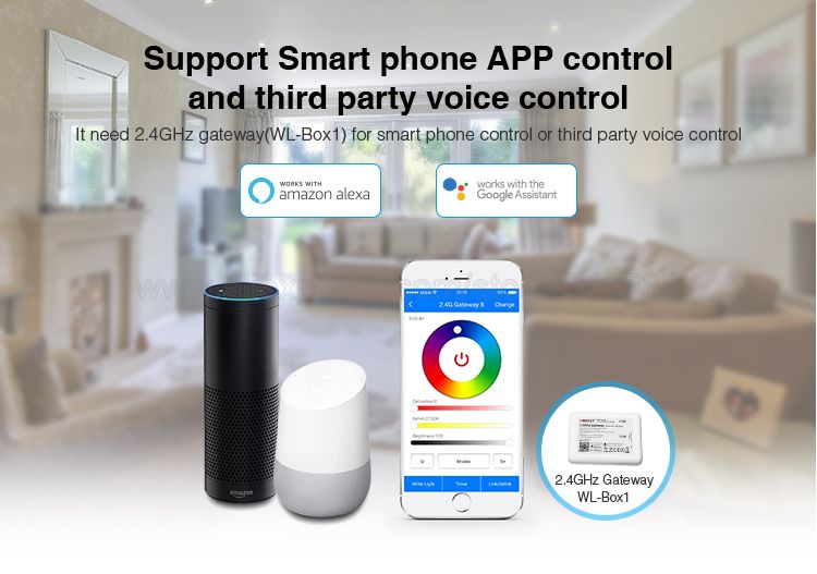 Mi.Light 4x 12W RGB + CCT Downlight with Driver AC85-260V FUT066 +1x WiFi iBox1 Lamp +1x 2.4G Wireless RF 4-Zone Touch Remote