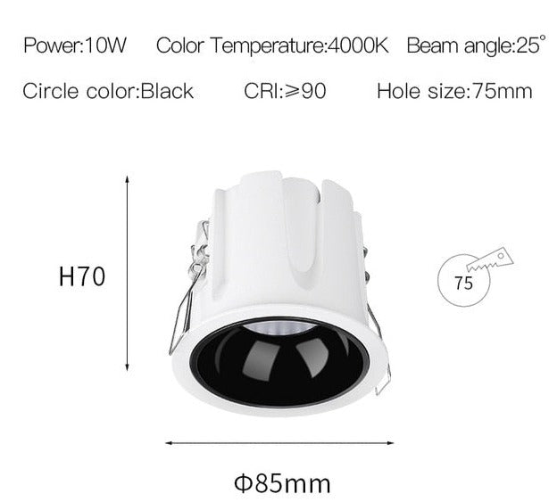 10W IP44 Waterproof LED Downlights 220V to 240V Recessed COB Ceiling Spots led Lamps For Bathroom Kitchen Indoor Lighting