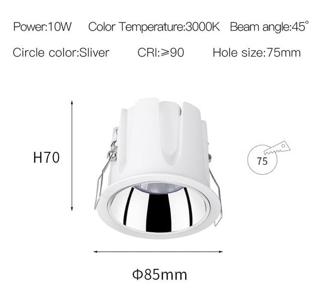 10W IP44 Waterproof LED Downlights 220V to 240V Recessed COB Ceiling Spots led Lamps For Bathroom Kitchen Indoor Lighting