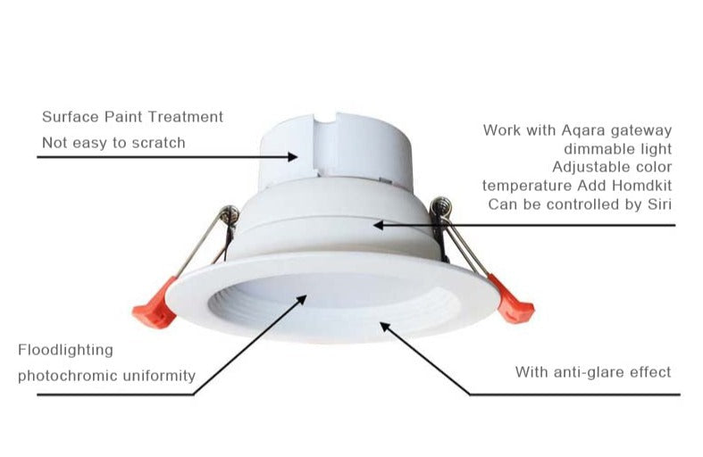 Dimmable and Color Temperature Downlights work with Aqara gateway 9W 220v dimmable led downlight