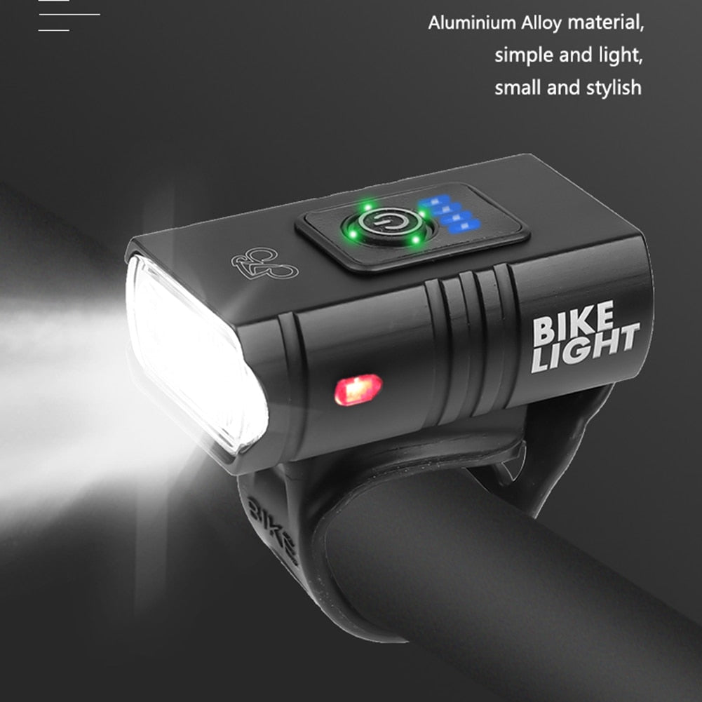 LED Bicycle Light 10W 800LM USB Rechargeable Power Display Mountain Road Bike Front Lamp Flashlight Cycling Equipment