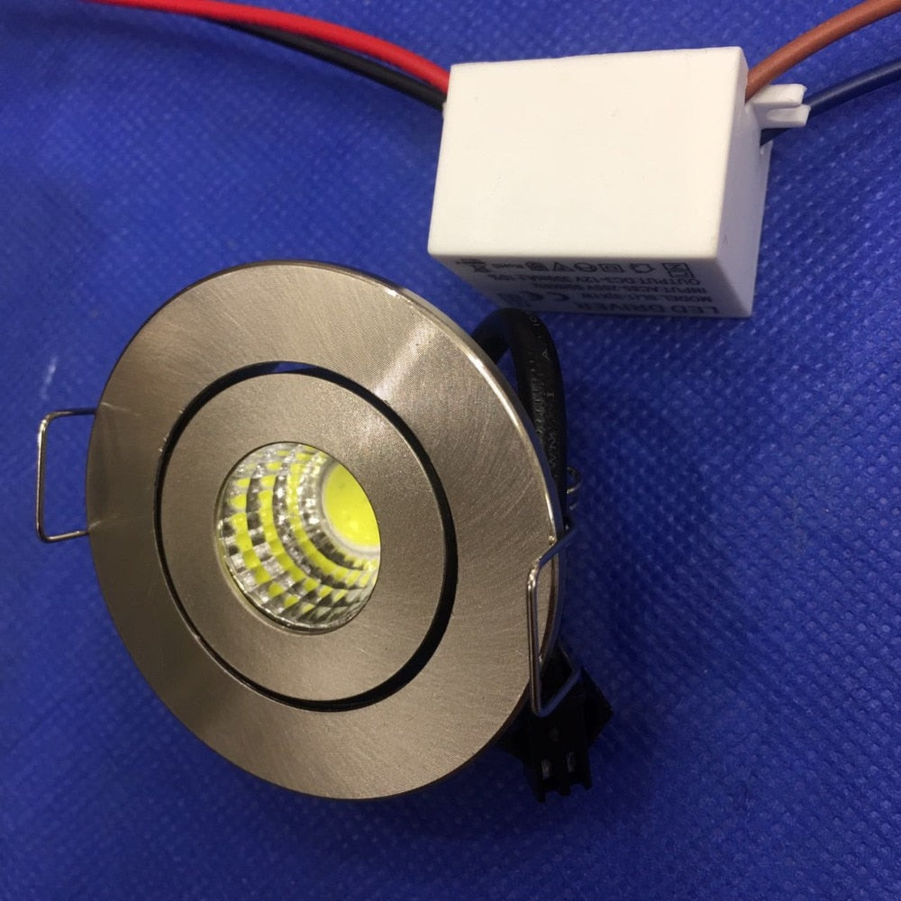 LED Downlights 10pcs/lot Small Recessed Downlights 52mm LED Light Fixtures Round Black COB 3W + Driver 3000k-6000K White