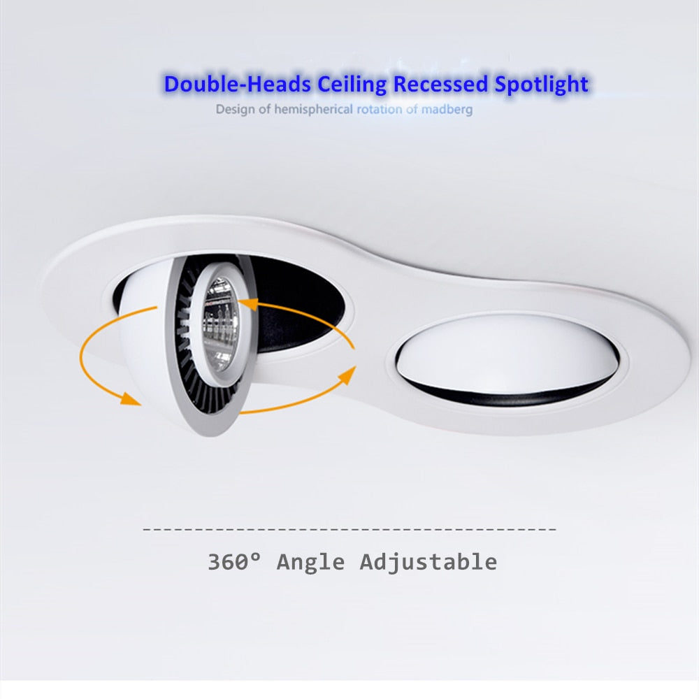 DBF 360 Degree Rotatable LED Ceiling Spot Light Embedded Angle Adjustable Downlight 20W 24W Number 8 Design Downlight AC85-265V