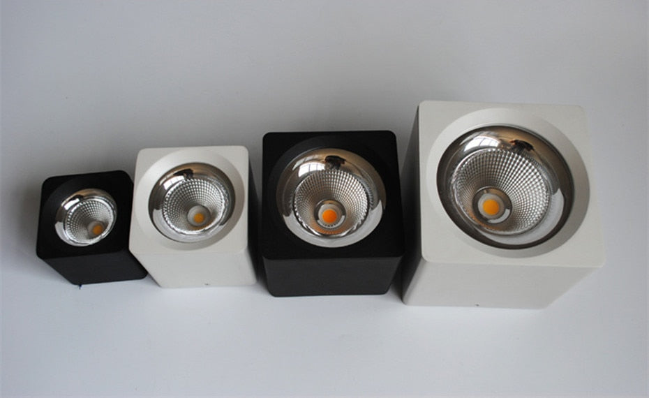 DBF Square White/Black No-Cut Surface Mounted Downlight High Power 10W 20W 30W Ceiling Spot Light 3000K/4000K/6000K AC110V 220V