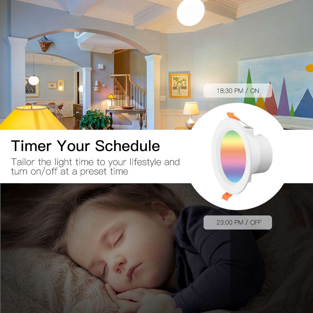 WiFi Smart LED Downlight Dimming Round Spot Light 7W RGB Color Changing 2700K-6500K Warm Cool light Work with Alexa Google Home