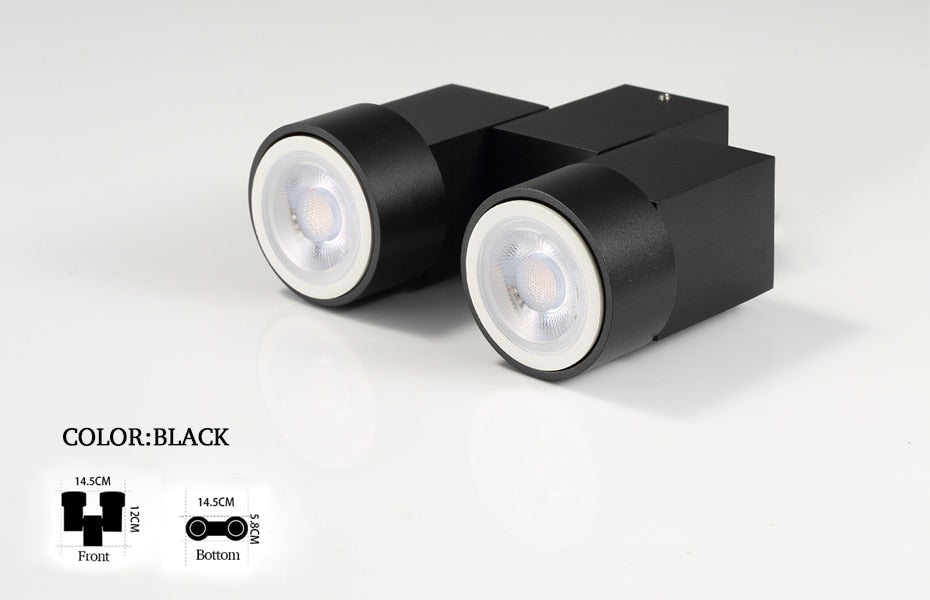 Indoor led downlight led gu10 180 adjustable double surface mount spotlight white/black ceiling light