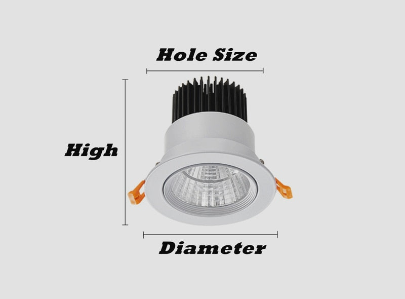 Round Dimmable Recessed COB LED Downlights 5W 7W 9W 12W 15W LED Ceiling Spot Lights AC85~265V LED Ceiling Lamps Indoor Lighting