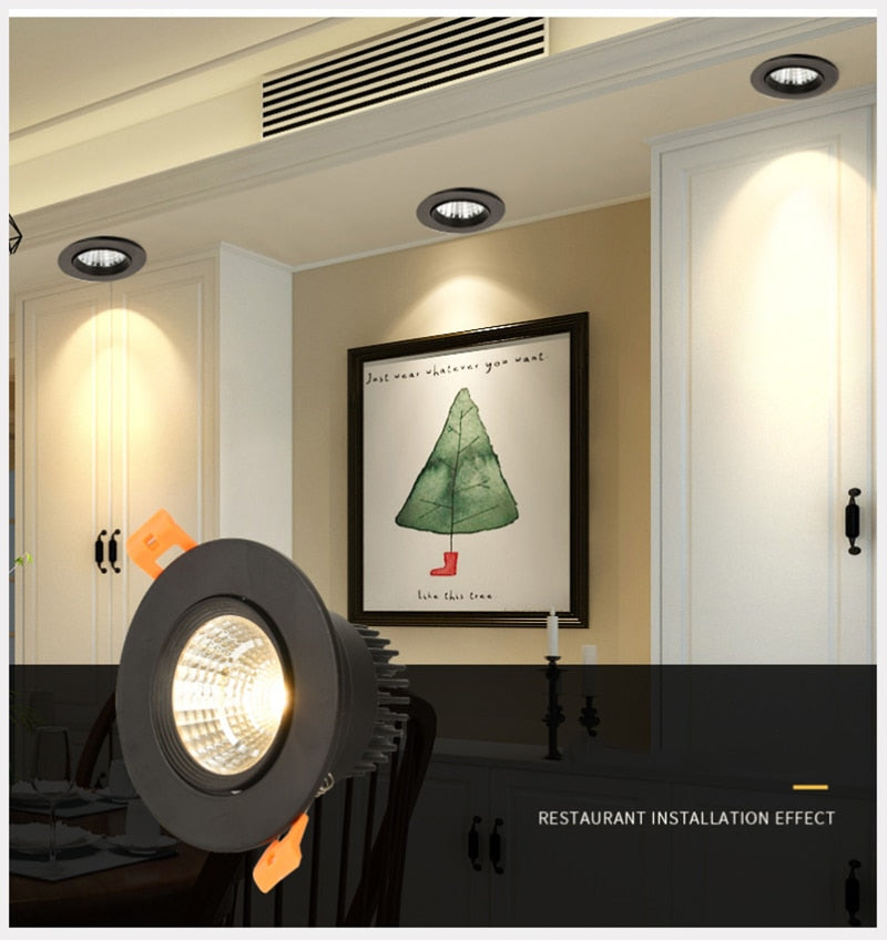 Round Dimmable Recessed COB LED Downlights 5W 7W 9W 12W 15W LED Ceiling Spot Lights AC85~265V LED Ceiling Lamps Indoor Lighting