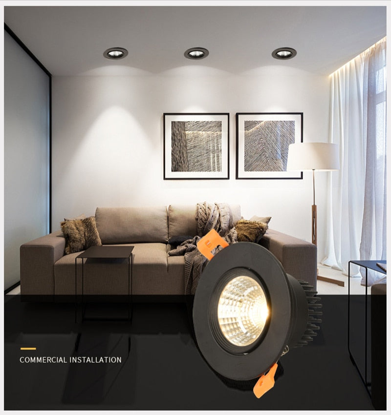 Round Dimmable Recessed COB LED Downlights 5W 7W 9W 12W 15W LED Ceiling Spot Lights AC85~265V LED Ceiling Lamps Indoor Lighting