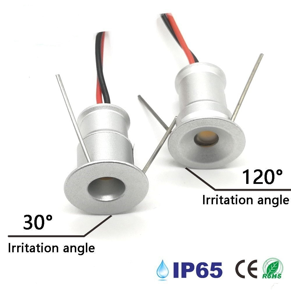 LED Mini Spotlight 15mm Cutout Recessed Lighting DC3V/12V IP65 Home Kitchen Ceiling Light 30D/120D Beam Angle