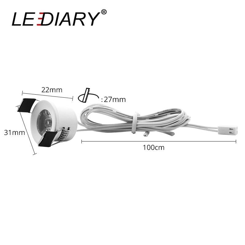 LEDIARY LED Mini Downlights Remote Control Dimmable White Spot Lamp 1.5W 110V-220V 27mm Cut Hole Size Indoor Cabinet Lighting
