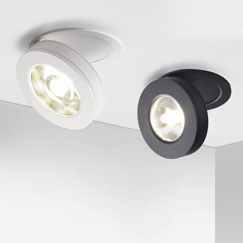 Round 90° Folding Recessed COB LED Downlights 5W/7W/12W LED Ceiling Spot lights Background Painting Lamps AC220V Indoor Lighting