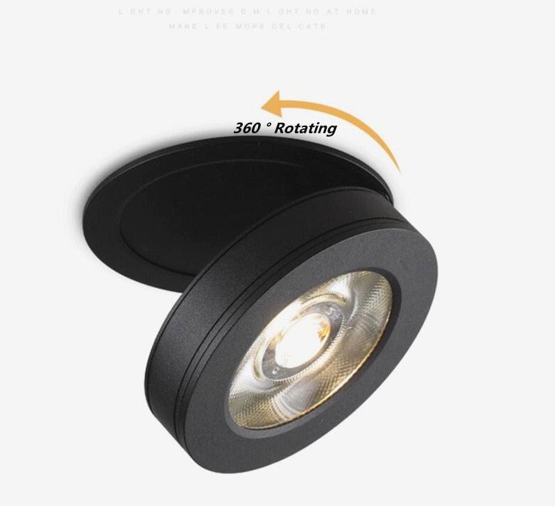 Round 90° Folding Recessed COB LED Downlights 5W/7W/12W LED Ceiling Spot lights Background Painting Lamps AC220V Indoor Lighting