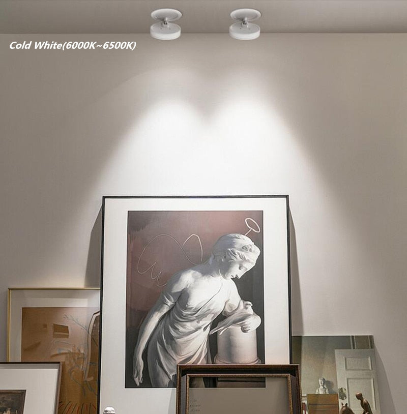 Round 90° Folding Recessed COB LED Downlights 5W/7W/12W LED Ceiling Spot lights Background Painting Lamps AC220V Indoor Lighting