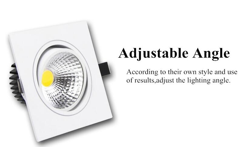 White dimmable led downlight lamp 7W 9w 12w 15w 35w cob led spot 220V / 110V ceiling recessed downlights square led panel light