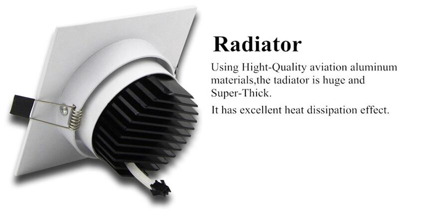 White dimmable led downlight lamp 7W 9w 12w 15w 35w cob led spot 220V / 110V ceiling recessed downlights square led panel light