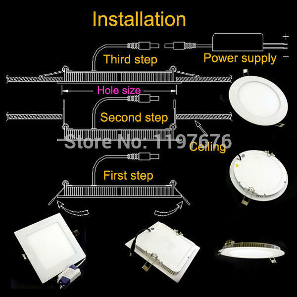 Dimmable LED Ceiling Downlight Light 6W 9w 12W 15W LED Panel down light AC85-265V Warm White/Cold White Brightness Adjustable