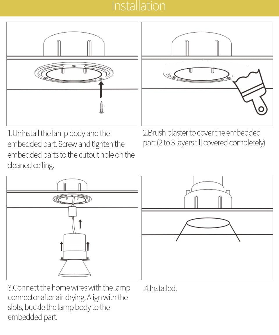 Aisilan Modern LED recessed downlight frameless built-in spot lamp Minimalist Convenient installation for living room bedroom