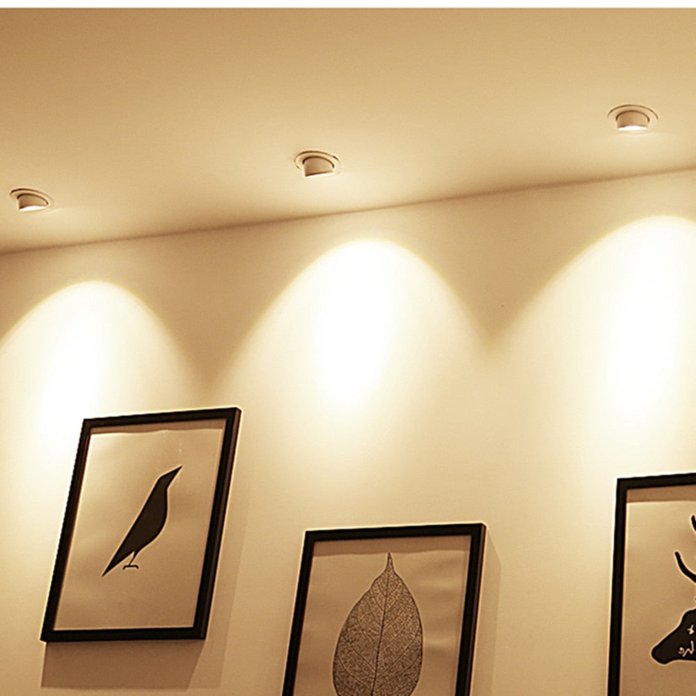 DBF Angle Adjustable LED Downlights 7W 10W 12W 15W 20W Dimmable Ceiling Spot Lights AC85-265V for Living room TV Background