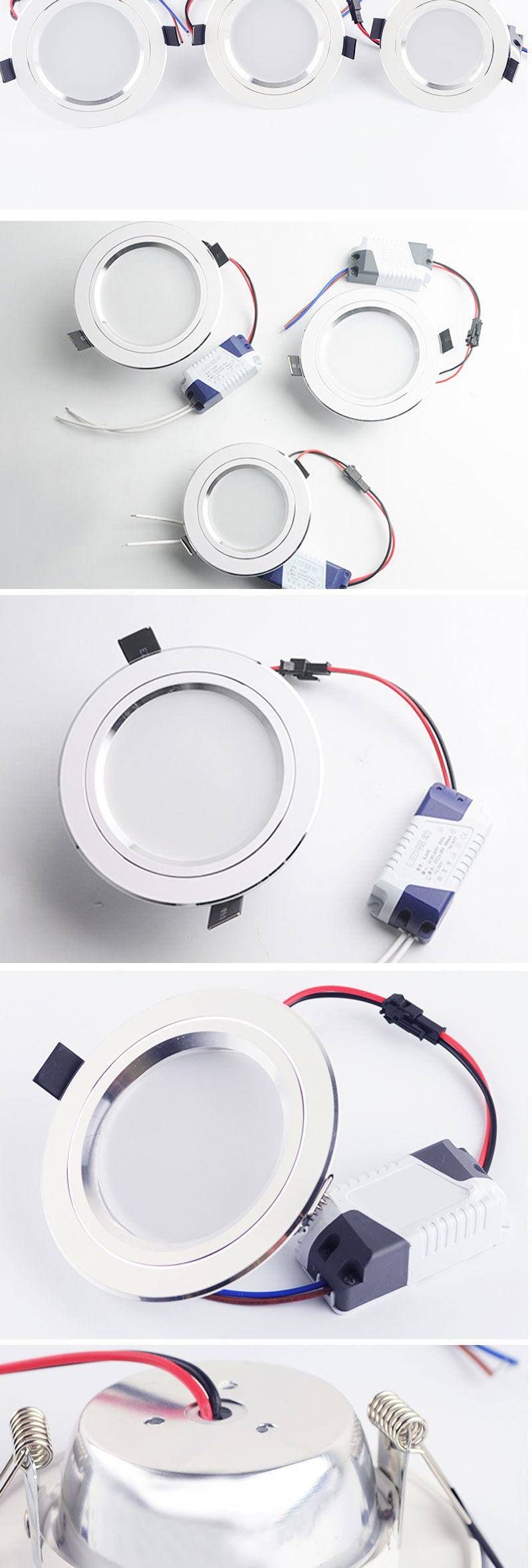 LED Spot Light 5W 9W 12W 15W 18W Silver White Ultra Thin AC 110V 220V Round Recessed LED Downlight LED Spot Lighting